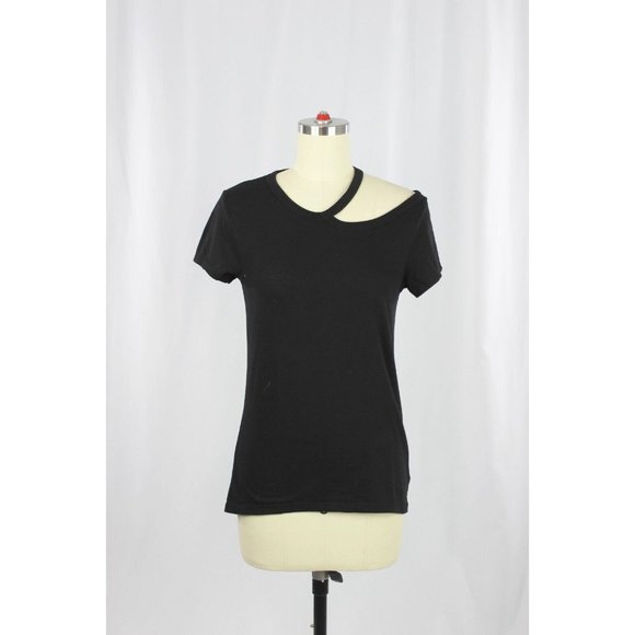 PAM & GELA Black Cotton Blend Jersey Cut-Out Crew Neck T-Shirt, Size P/XS - Picture 4 of 12
